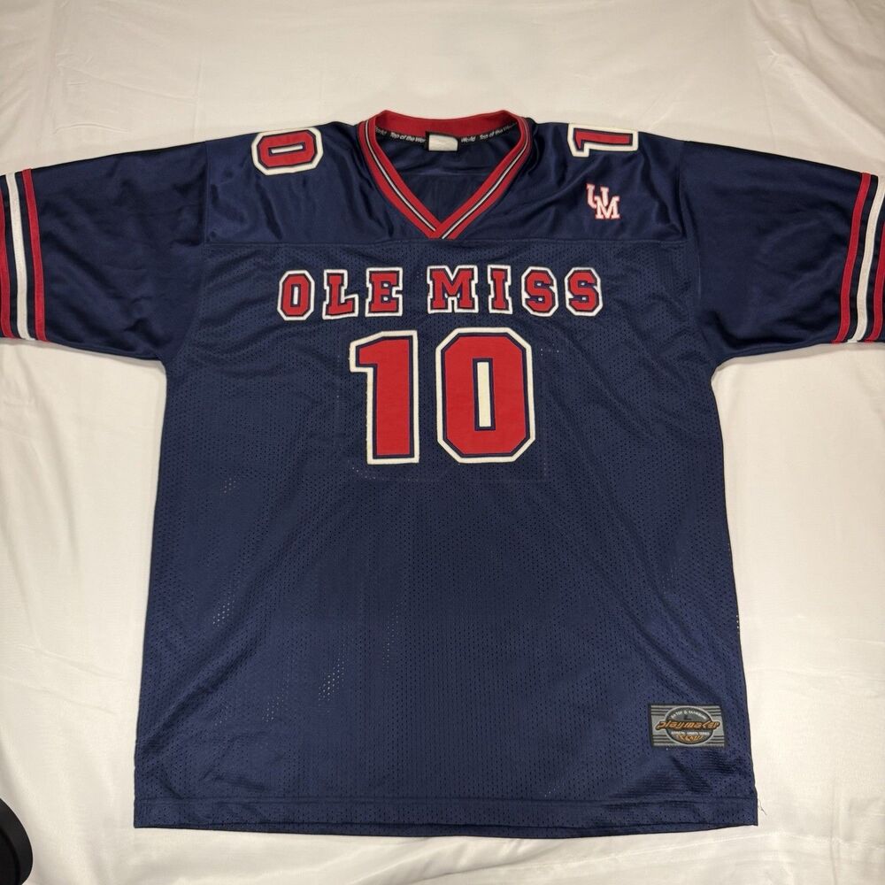 Vintage Ole Miss Jersey Mens Size L #10 Rebels Top Of The World 00s Eli Manning